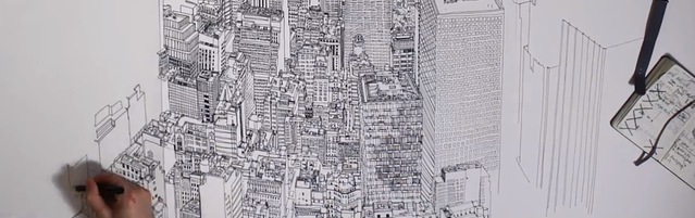 Impressive Sketched Panoramic View of NYC – Fubiz Media