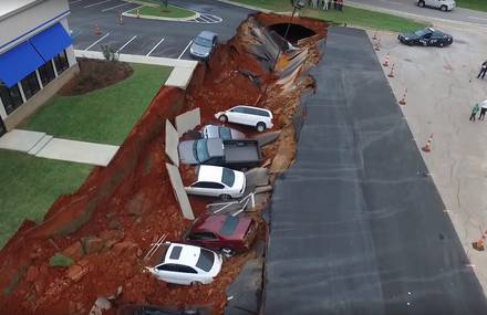 Drone Footage of the Sinkhole That Swallowed Cars