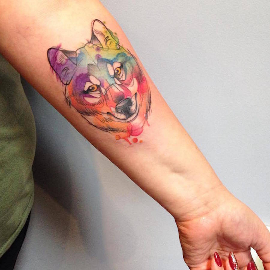colorful geometric animal tattoos