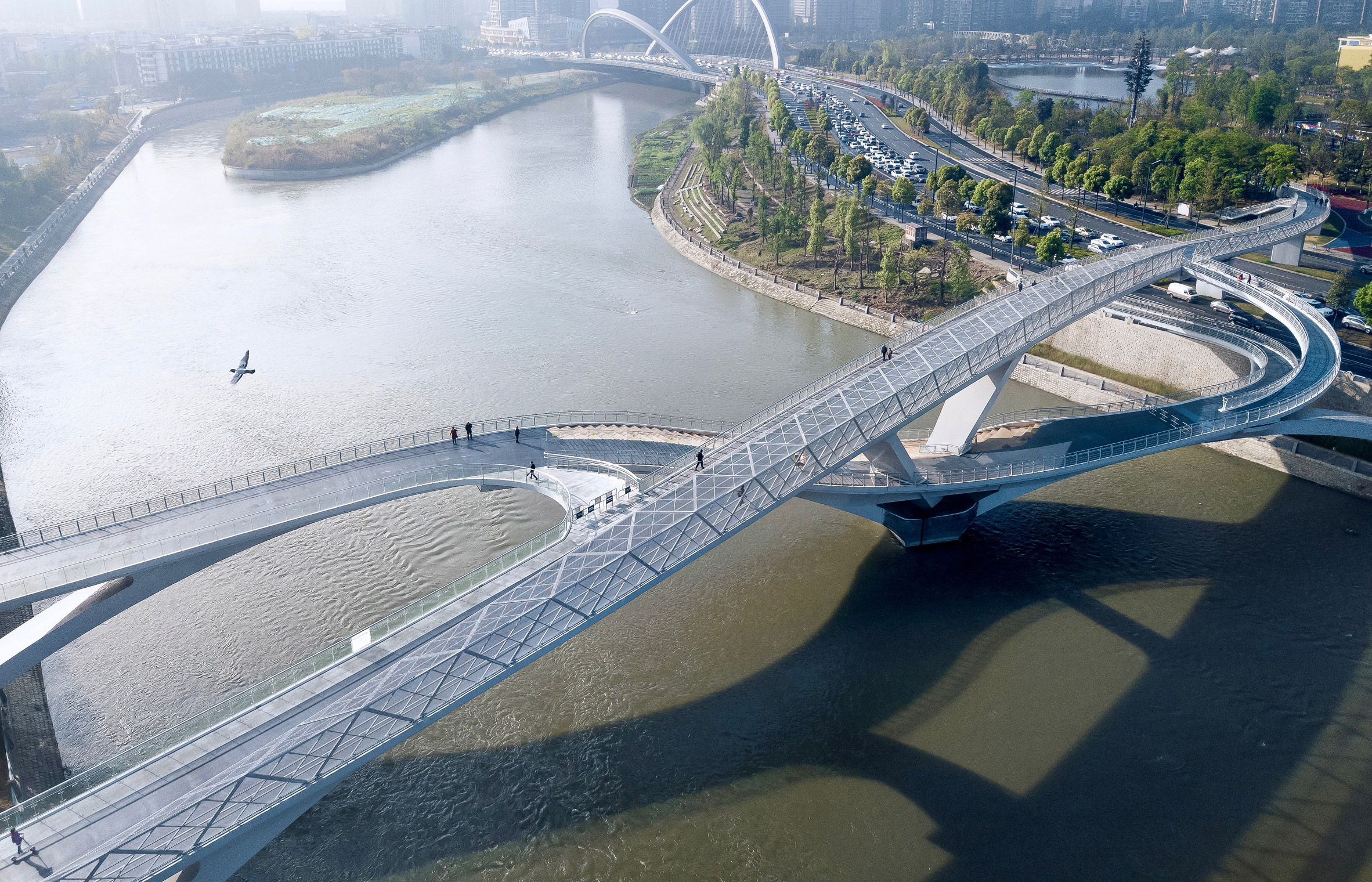 Инженерные сооружения. Бесконечный мост вучази Китай. «Wuchazi Bridge» — мост. Чэнду мост. Новый мост Чэнду.