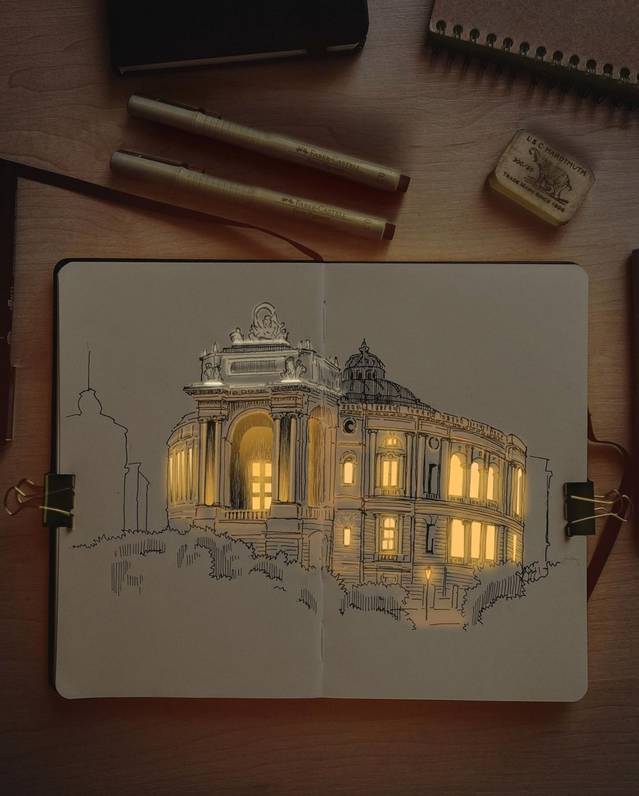 Architectural Sketches With a Warm Light – Fubiz Media